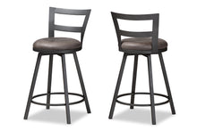 Load image into Gallery viewer, Baxton Studio Arjean Rustic and Industrial Grey Fabric Upholstered Counter Stool Set of 2

