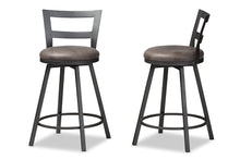 Load image into Gallery viewer, Baxton Studio Arjean Rustic and Industrial Grey Fabric Upholstered Counter Stool Set of 2
