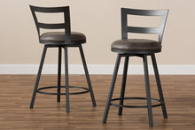 Load image into Gallery viewer, Baxton Studio Arjean Rustic and Industrial Grey Fabric Upholstered Counter Stool Set of 2
