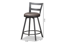 Load image into Gallery viewer, Baxton Studio Arjean Rustic and Industrial Grey Fabric Upholstered Counter Stool Set of 2
