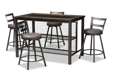 Load image into Gallery viewer, Baxton Studio Arjean Rustic and Industrial Grey Fabric Upholstered 5-Piece Pub Set
