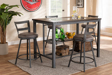 Load image into Gallery viewer, Baxton Studio Arjean Rustic and Industrial Grey Fabric Upholstered 5-Piece Pub Set
