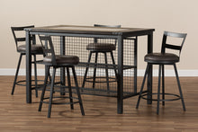 Load image into Gallery viewer, Baxton Studio Arjean Rustic and Industrial Grey Fabric Upholstered 5-Piece Pub Set
