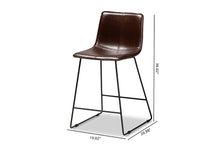Load image into Gallery viewer, Baxton Studio Carvell Rustic and Industrial Dark Brown Faux Leather Upholstered Counter Stool Set of 4
