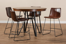 Load image into Gallery viewer, Baxton Studio Carvell Rustic and Industrial Dark Brown Faux Leather Upholstered 5-Piece Pub Set

