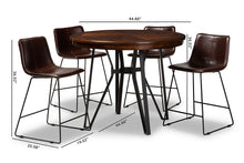 Load image into Gallery viewer, Baxton Studio Carvell Rustic and Industrial Dark Brown Faux Leather Upholstered 5-Piece Pub Set
