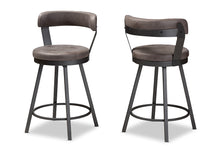 Load image into Gallery viewer, Baxton Studio Arcene Rustic and Industrial Grey Fabric Upholstered Counter Stool Set of 2
