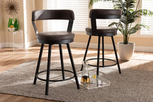 Load image into Gallery viewer, Baxton Studio Arcene Rustic and Industrial Grey Fabric Upholstered Counter Stool Set of 2
