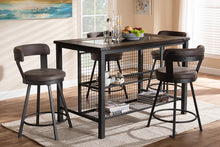 Load image into Gallery viewer, Baxton Studio Arcene Rustic and Industrial Antique Grey Fabric Upholstered 5-Piece Pub Set
