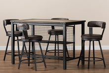 Load image into Gallery viewer, Baxton Studio Arcene Rustic and Industrial Antique Grey Fabric Upholstered 5-Piece Pub Set
