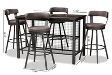 Load image into Gallery viewer, Baxton Studio Arcene Rustic and Industrial Antique Grey Fabric Upholstered 5-Piece Pub Set
