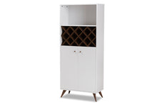 Load image into Gallery viewer, Baxton Studio Serafino Mid-Century Modern White and Walnut Finished Wood Wine Cabinet
