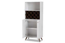 Load image into Gallery viewer, Baxton Studio Serafino Mid-Century Modern White and Walnut Finished Wood Wine Cabinet
