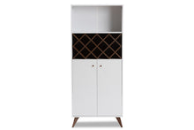 Load image into Gallery viewer, Baxton Studio Serafino Mid-Century Modern White and Walnut Finished Wood Wine Cabinet
