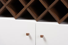 Load image into Gallery viewer, Baxton Studio Serafino Mid-Century Modern White and Walnut Finished Wood Wine Cabinet
