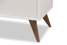 Load image into Gallery viewer, Baxton Studio Serafino Mid-Century Modern White and Walnut Finished Wood Wine Cabinet
