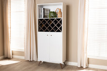 Load image into Gallery viewer, Baxton Studio Serafino Mid-Century Modern White and Walnut Finished Wood Wine Cabinet
