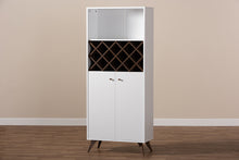 Load image into Gallery viewer, Baxton Studio Serafino Mid-Century Modern White and Walnut Finished Wood Wine Cabinet
