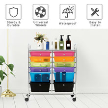 Load image into Gallery viewer, 12 Drawers Rolling Cart Storage Scrapbook Paper Organizer Bins-Multicolor
