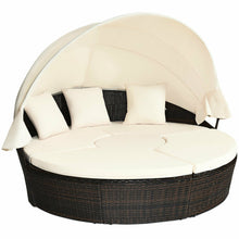 Load image into Gallery viewer, Patio Round Daybed Rattan Furniture Sets with Canopy
