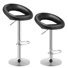 Load image into Gallery viewer, Set of 2 Bar Stools Adjustable PU Leather Swivel Chairs-Black
