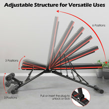 Load image into Gallery viewer, Foldable Weight Bench Multifunctional Dumbbell Gym Bench with Elastic Ropes Black
