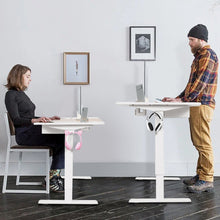 Load image into Gallery viewer, 55 x 28 Inch Electric Adjustable Sit to Stand Desk with USB Port-White
