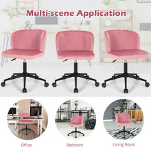 Load image into Gallery viewer, Armless Adjustable Swivel Velvet Home Office Leisure Vanity Chair-Pink
