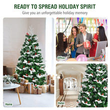 Load image into Gallery viewer, Snow Flocked Hinged Artificial Christmas Tree Pine Full Tree with 418 Branch Tips
