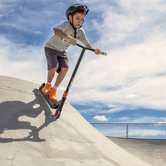 Freestyle Tricks High End Pro Stunt Scooter with Luminous Aluminum Deck-Red