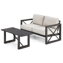 Load image into Gallery viewer, 2 Pieces 6 Inch Patiojoy Patio Coffee Table Set with Thick Cushion-Beige
