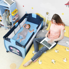 Load image into Gallery viewer, Portable Baby Crib Playpen Playard Pack Travel Infant Bassinet Bed Blue
