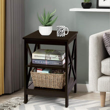 Load image into Gallery viewer, Nightstand 3-Tier X-Design with Storage Shelves-Espresso
