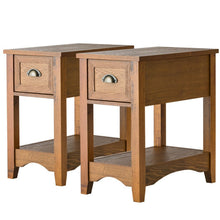 Load image into Gallery viewer, Set of 2 Contemporary Side End Table with Drawer -Natural
