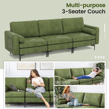 Load image into Gallery viewer, 3-Seat Sofa Sectional with Side Storage Pocket and Metal Leg-Army Green
