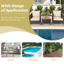 Load image into Gallery viewer, 3 Pieces Patio Rattan Bistro Furniture Set with Wooden Table Top-Brown

