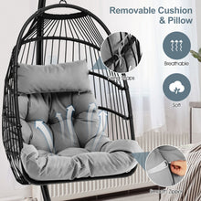 Load image into Gallery viewer, Patio Hanging Egg Chair with Stand Waterproof Cover and Folding Basket-Gray
