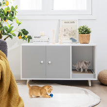 Load image into Gallery viewer, Cat Litter Box Enclosure with Divider and Double Doors-Gray
