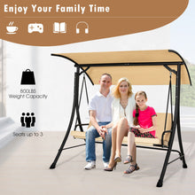 Load image into Gallery viewer, 3-Seat Outdoor Porch Swing with Adjustable Canopy and Padded Cushions-Beige

