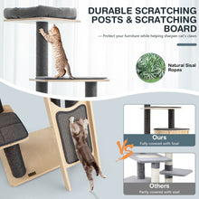 Load image into Gallery viewer, 5-Tier Modern Wood Cat Tower with Washable Cushions-Gray
