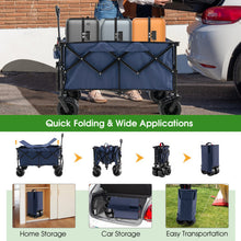 Load image into Gallery viewer, Folding Utility Garden Cart with Wide Wheels and Adjustable Handle-Blue
