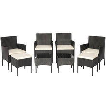 Load image into Gallery viewer, 8 Pieces Patio Wicker Conversation Set with 2 Coffee Tables and 2 Ottomans

