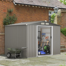 Load image into Gallery viewer, 8 x 6 Feet Galvanized Steel Storage Shed for Garden Yard-Gray
