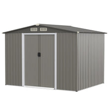 Load image into Gallery viewer, 8 x 6 Feet Galvanized Steel Storage Shed for Garden Yard-Gray
