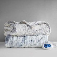 Load image into Gallery viewer, Beautyrest Zuri 100% Polyester Marble Faux Fur Heated Throw BR54-1371 By Olliix
