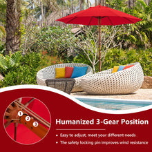 Load image into Gallery viewer, 9.5 Feet Pulley Lift Round Patio Umbrella with Fiberglass Ribs-Red
