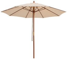 Load image into Gallery viewer, 9.5 Feet Pulley Lift Round Patio Umbrella with Fiberglass Ribs-Beige
