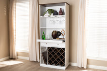 Load image into Gallery viewer, Baxton Studio Serafino Mid-Century Modern Dark Grey and Oak Finished Wood Wine Cabinet
