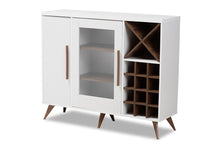 Load image into Gallery viewer, Baxton Studio Pietro Mid-Century Modern White and Brown Finished Wine Cabinet
