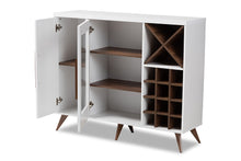 Load image into Gallery viewer, Baxton Studio Pietro Mid-Century Modern White and Brown Finished Wine Cabinet
